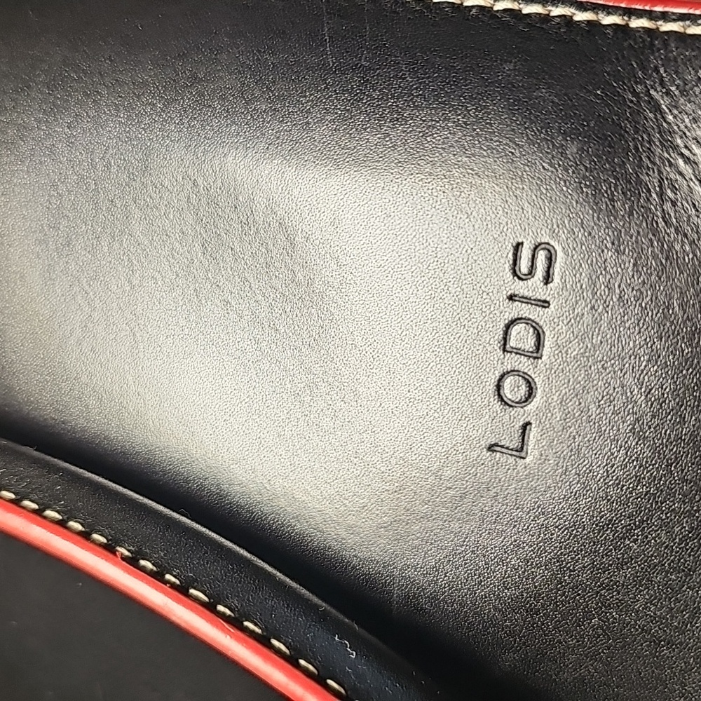 Lodis Black Leather Tote Bag With Red Edge Trim - Picture 9 of 11